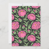 ピンクエレガントの牡丹の花赤ちゃんシャワー 招待状 (裏面)