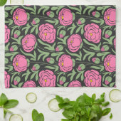 ピンクエレガントの牡丹の花 キッチンタオル (折り畳み)