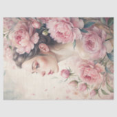 ピンクエレガントの牡丹を持つヴィンテージブロンドの少女 薄葉紙 (正面)