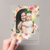 ピンクエレガントの牡丹フォトマザーズデイカード アクリル招待状 (インサイチュ (ポータブル))