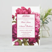 ピンクエレガントの牡丹フローライ結婚スラーム 招待状 (スタンド正面)