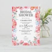 ピンクエレガントの牡丹フローラブライダルシャワー招待 招待状 (スタンド正面)