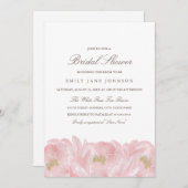 ピンクエレガントの牡丹ブライダルシャワー招待 招待状 (正面/裏面)