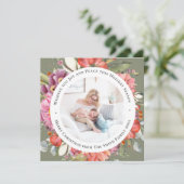 ピンクエレガントの牡丹モダンスクリプト水色フローラ シーズンカード (スタンド正面)