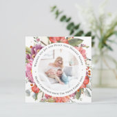 ピンクエレガントの牡丹モダンスクリプト水色フローラ シーズンカード (スタンド正面)