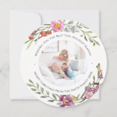 ピンクエレガントの牡丹モダンスクリプト水色フローラ シーズンカード (正面)