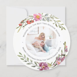 ピンクエレガントの牡丹モダンスクリプト水色フローラ シーズンカード