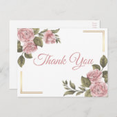ピンクエレガントの牡丹ヴィンテージフローラありがとう ポストカード (正面/裏面)