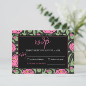 ピンクエレガントの牡丹結婚の花 出欠カード (スタンド正面)