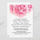 ピンクエレガントの牡丹結婚式招待状牡丹3 招待状 (正面/裏面)