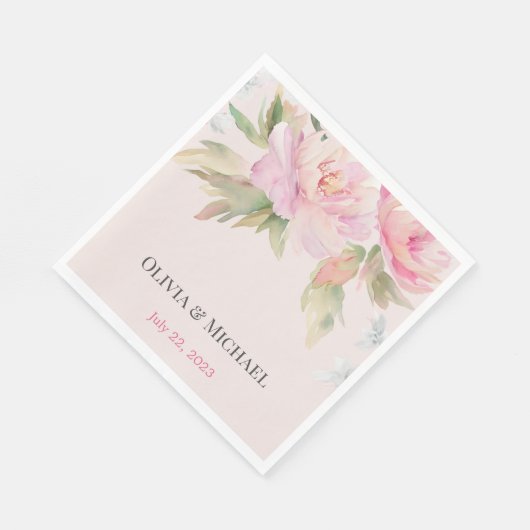 ピンクエレガントの牡丹結婚水色のナプキン スタンダードランチョンナプキン (角)