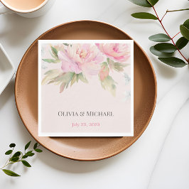 ピンクエレガントの牡丹結婚水色のナプキン スタンダードランチョンナプキン