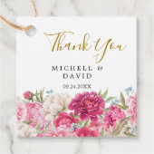 ピンクエレガントの牡丹花模様ありがとう フェイバータグ (正面)