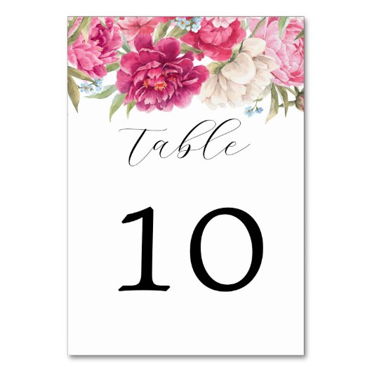 ピンクエレガントの牡丹花模様結婚のテーブル番号 テーブルナンバー (正面)