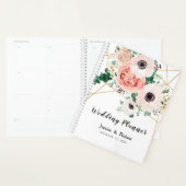 ピンクエレガントの珊瑚の花結婚のパーソナライズ プランナー手帳 (ディスプレー)