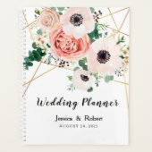 ピンクエレガントの珊瑚の花結婚のパーソナライズ プランナー手帳 (正面)