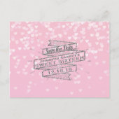 ピンクエレガントの甘い16誕生日日付を保存 案内ポストカード (正面)