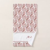 ピンクエレガントの白いモノグラムのファーンの渦巻き バスタオルセット (ハンドタオル)