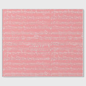 ピンクエレガントの白い手書き楽譜 ラッピングペーパー (フラット)