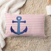 ピンクエレガントの白ストライプ色いかり ランバークッション (ブランケット)