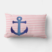 ピンクエレガントの白ストライプ色いかり ランバークッション (正面)