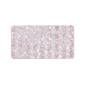 ピンクエレガントの白フェイクグリッターストライプ模様 ラベル (正面)