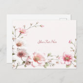 ピンクエレガントの白フローラはがき ポストカード (正面/裏面)