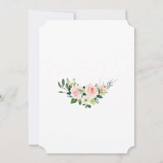 ピンクエレガントの白フローラクロスの確認 招待状 (裏面)