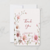 ピンクエレガントの白フローラサンキューカード サンキューカード (正面)