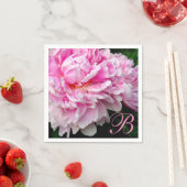 ピンクエレガントの白フローラピンク牡丹 – モノグラム スタンダードカクテルナプキン (インサイチュ)