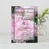 ピンクエレガントの白フローラ牡丹ブライダルシャワー 招待状 (スタンド正面)