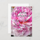 ピンクエレガントの白フローラ花牡丹 招待状 (正面/裏面)