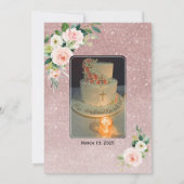 ピンクエレガントの白フローラ金ゴールド写真の確認 サンキューカード (裏面)