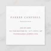 ピンクエレガントの白美しいスキンケアのミニマル スクエア名刺 (裏面)