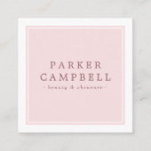 ピンクエレガントの白美しいスキンケアのミニマル スクエア名刺 (正面)