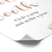 ピンクエレガントの真珠とプロセッコの写真ブースの看板 ポスター (角)