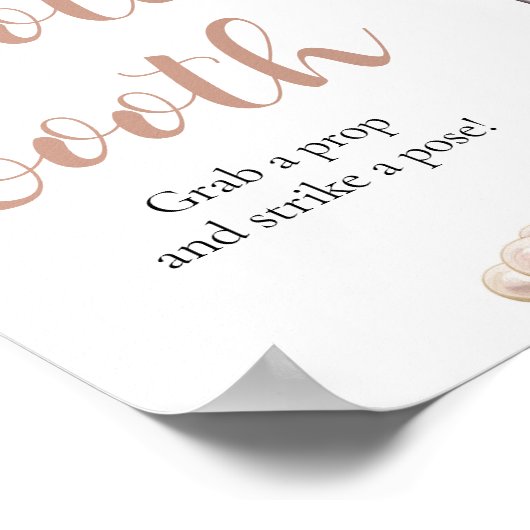 ピンクエレガントの真珠とプロセッコの写真ブースの看板 ポスター (角)