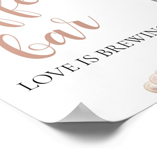 ピンクエレガントの真珠とプロセッココーヒーバー標識 ポスター (角)