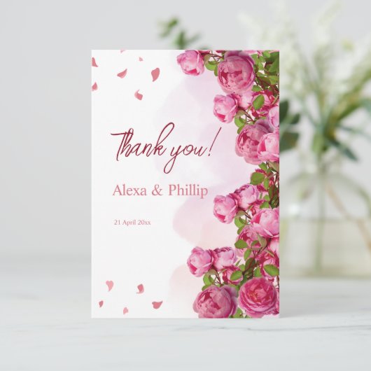 ピンクエレガントの結婚花 サンキューカード (スタンド正面)
