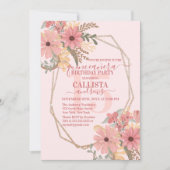 ピンクエレガントの絵を描花グリッターキンセアニラ 招待状 (正面)