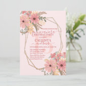 ピンクエレガントの絵を描花グリッターキンセアニラ 招待状 (スタンド正面)