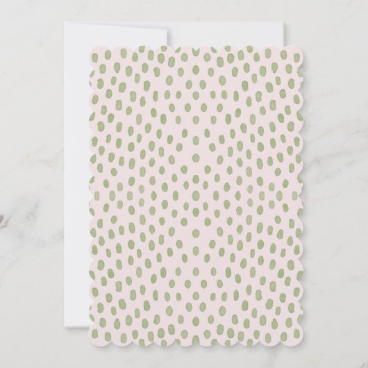 ピンクエレガントの緑のド結婚ット セーブザデート (裏面)