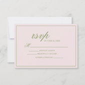 ピンクエレガントの緑のド結婚ット 出欠カード (正面)