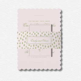 ピンクエレガントの緑のド結婚ット 招待状ベリーバンド