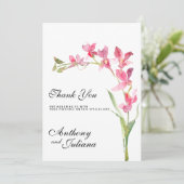 ピンクエレガントの緑の蘭の花の夏ありがとう 招待状 (スタンド正面)