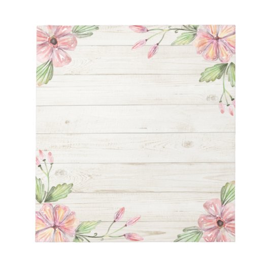 ピンクエレガントの美しい水色フローラポストイットノート ノートパッド (正面)