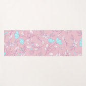 ピンクエレガントの背葉面に花と花 | ヨガマット (正面(横))
