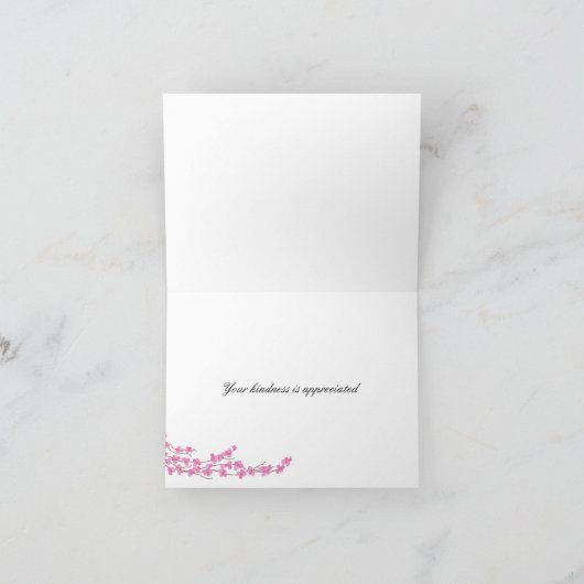 ピンクエレガントの花ありがとう サンキューカード (内部)