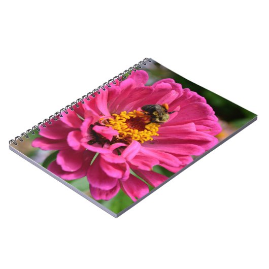 ピンクエレガントの花かわいいハチ ノートブック (左側)