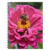 ピンクエレガントの花かわいいハチ ノートブック (正面)